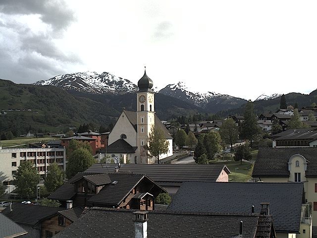 Archived image Webcam Disentis/Mustér, Sogn Gions church