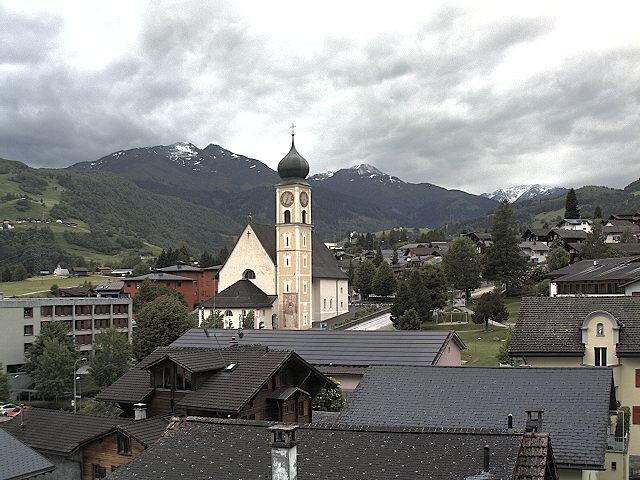 Archiv Foto Webcam Disentis/Mustér, Sogn Gions Kirche