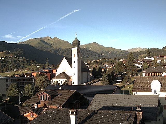 Archived image Webcam Disentis/Mustér, Sogn Gions church