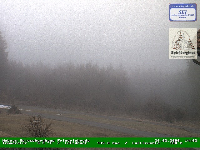 Archived image Webcam Mountain restaurant "Spießberghaus", Friedrichroda