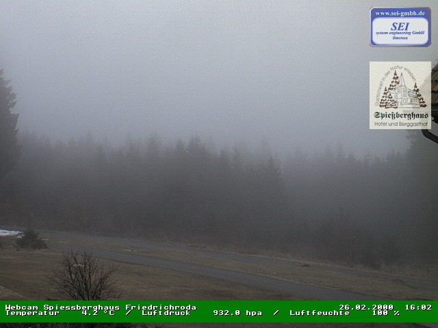 Archived image Webcam Mountain restaurant "Spießberghaus", Friedrichroda