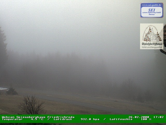 Archived image Webcam Mountain restaurant "Spießberghaus", Friedrichroda