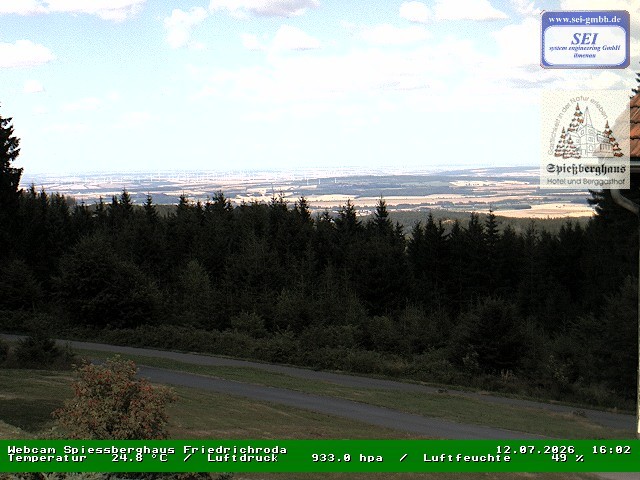 Archived image Webcam Mountain restaurant "Spießberghaus", Friedrichroda
