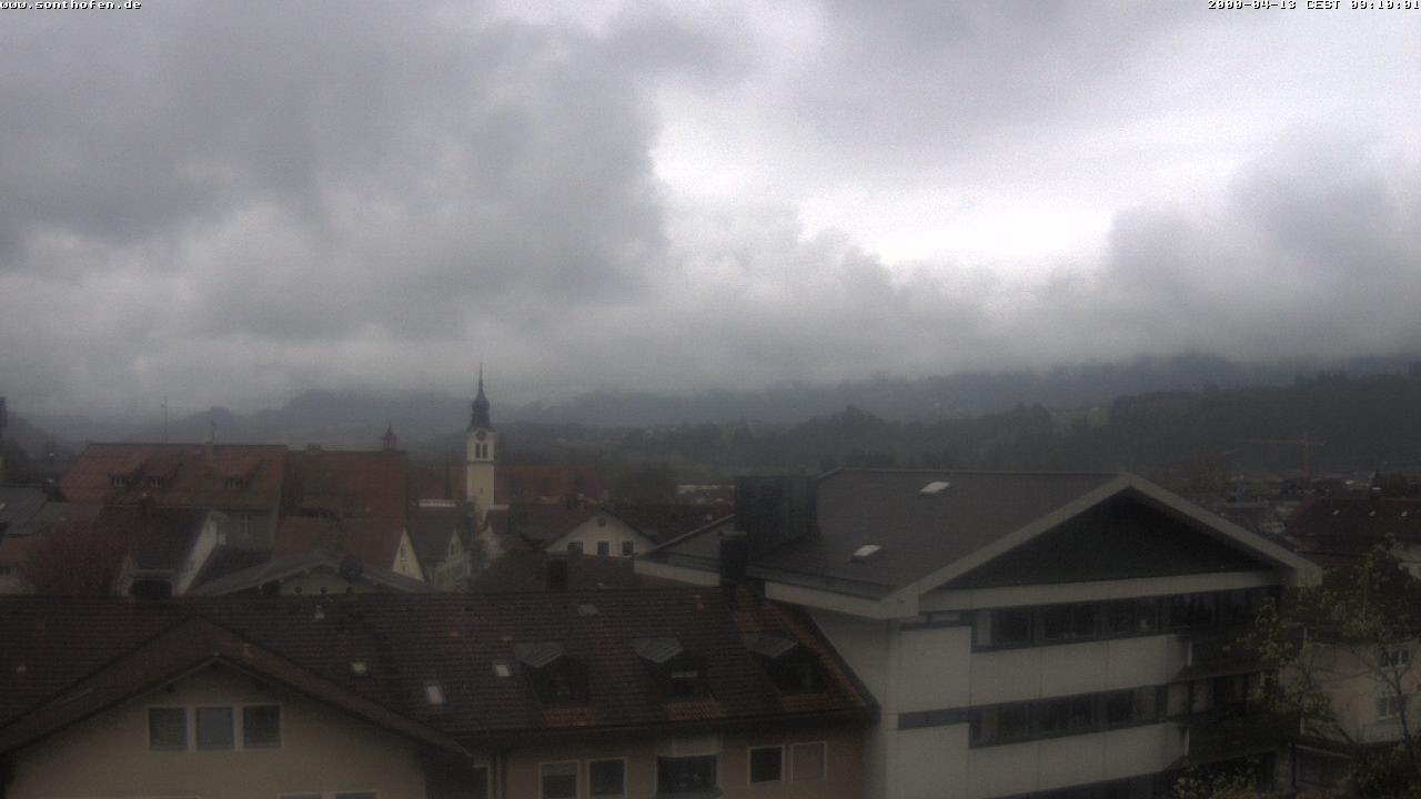Archived image Webcam View from the town hall in Sonthofen