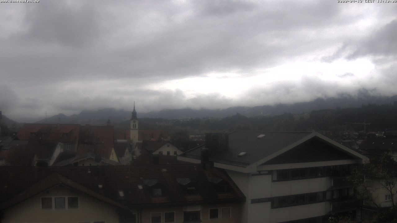 Archived image Webcam View from the town hall in Sonthofen