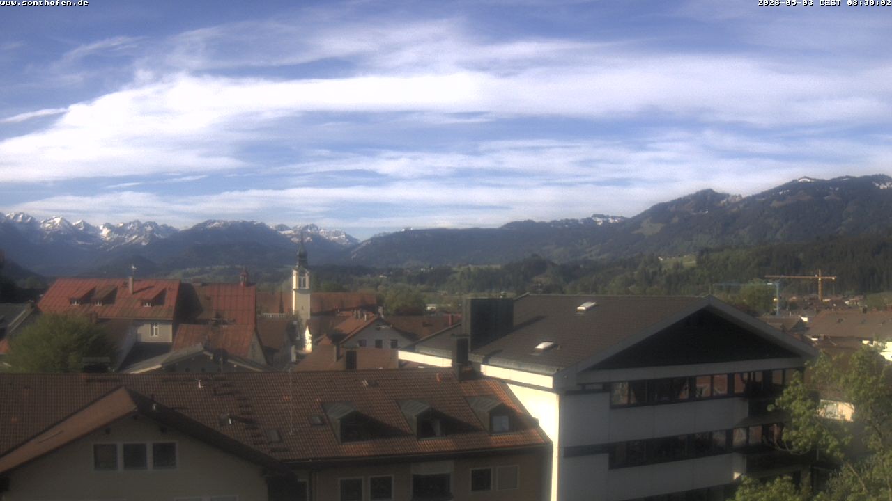 Archived image Webcam View from the town hall in Sonthofen