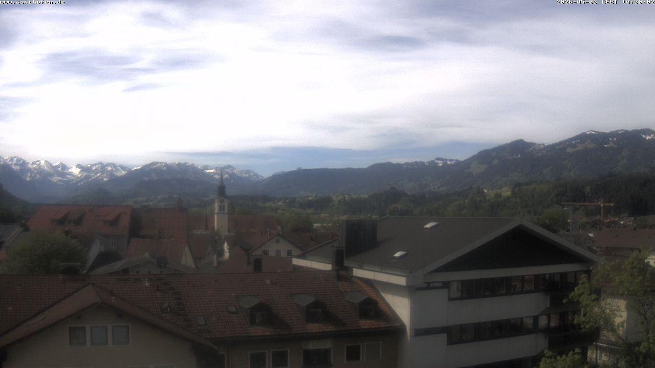Archived image Webcam View from the town hall in Sonthofen