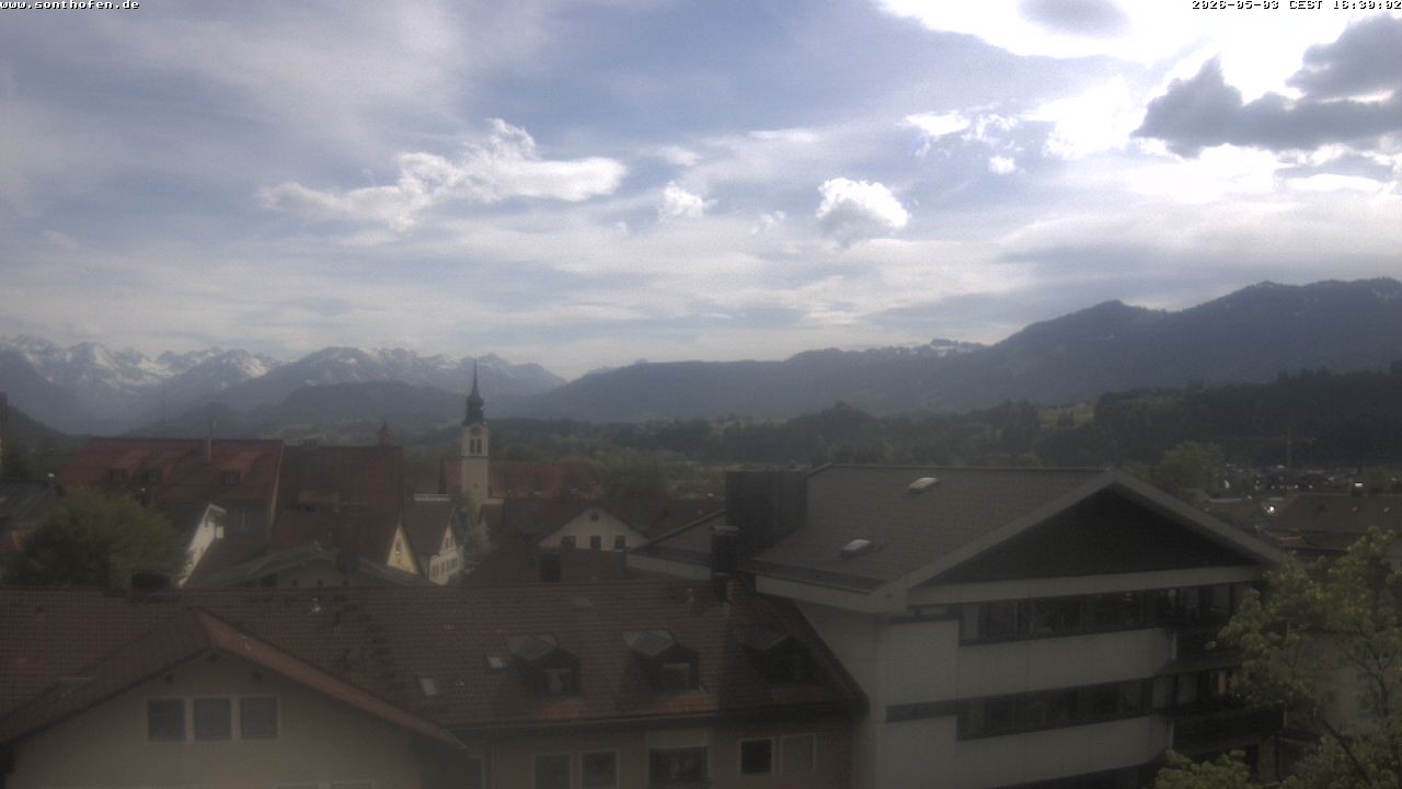 Archived image Webcam View from the town hall in Sonthofen