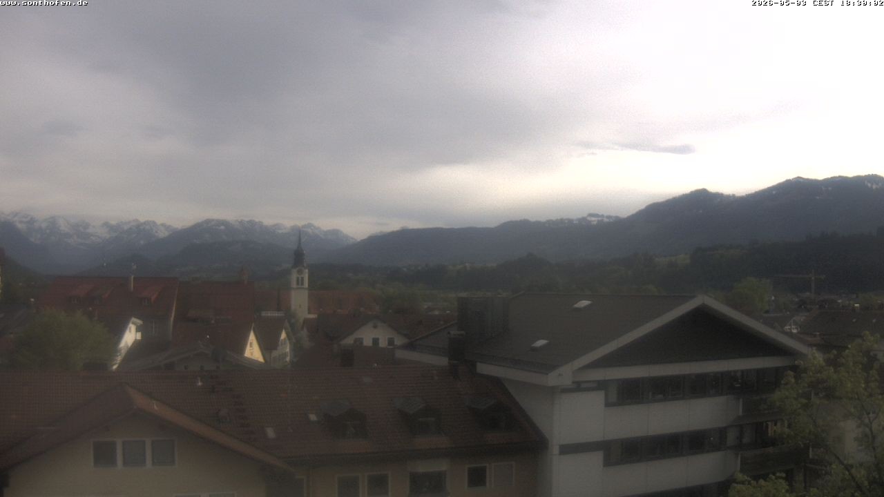Archived image Webcam View from the town hall in Sonthofen