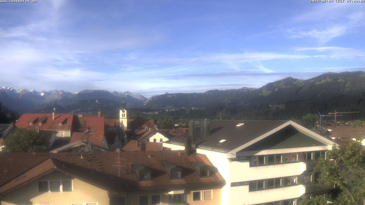 Archived image Webcam View from the town hall in Sonthofen