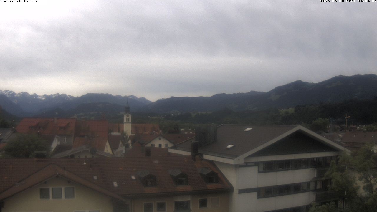 Archived image Webcam View from the town hall in Sonthofen