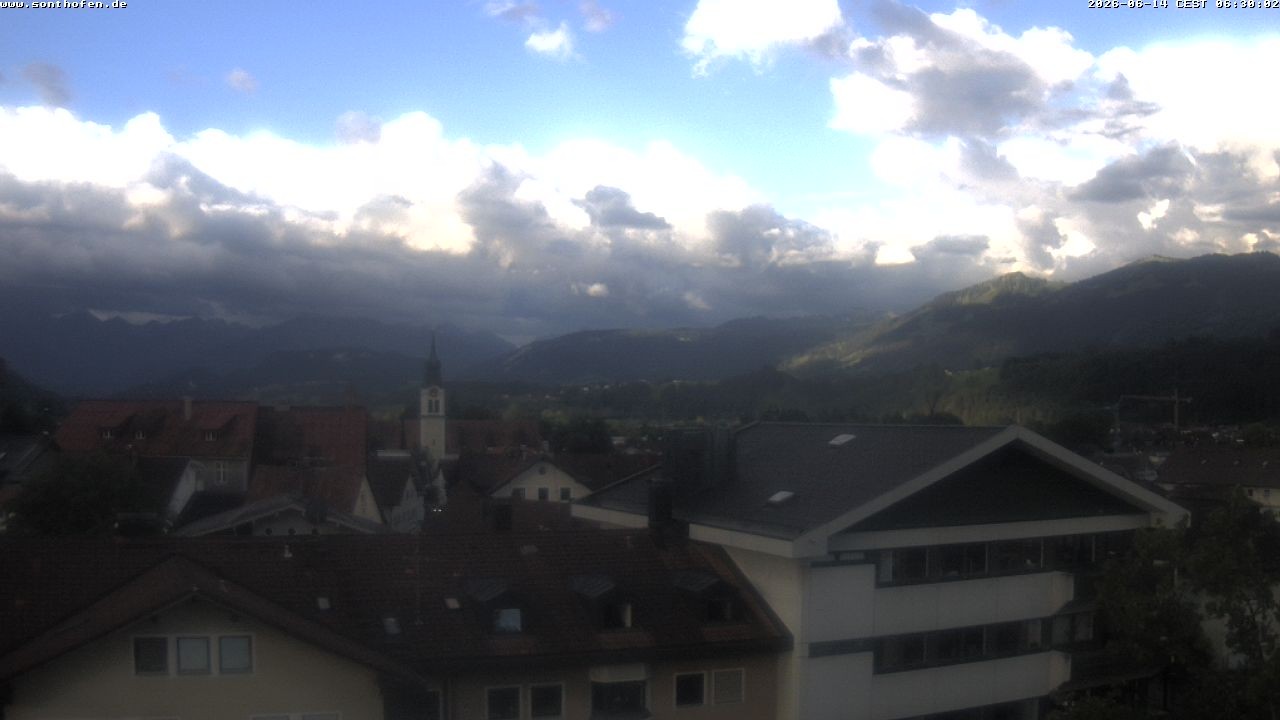 Archived image Webcam View from the town hall in Sonthofen