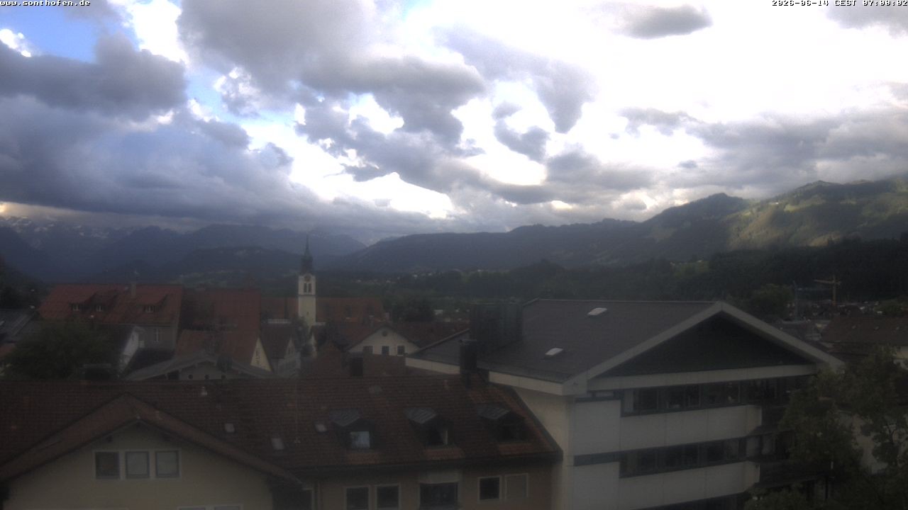 Archived image Webcam View from the town hall in Sonthofen