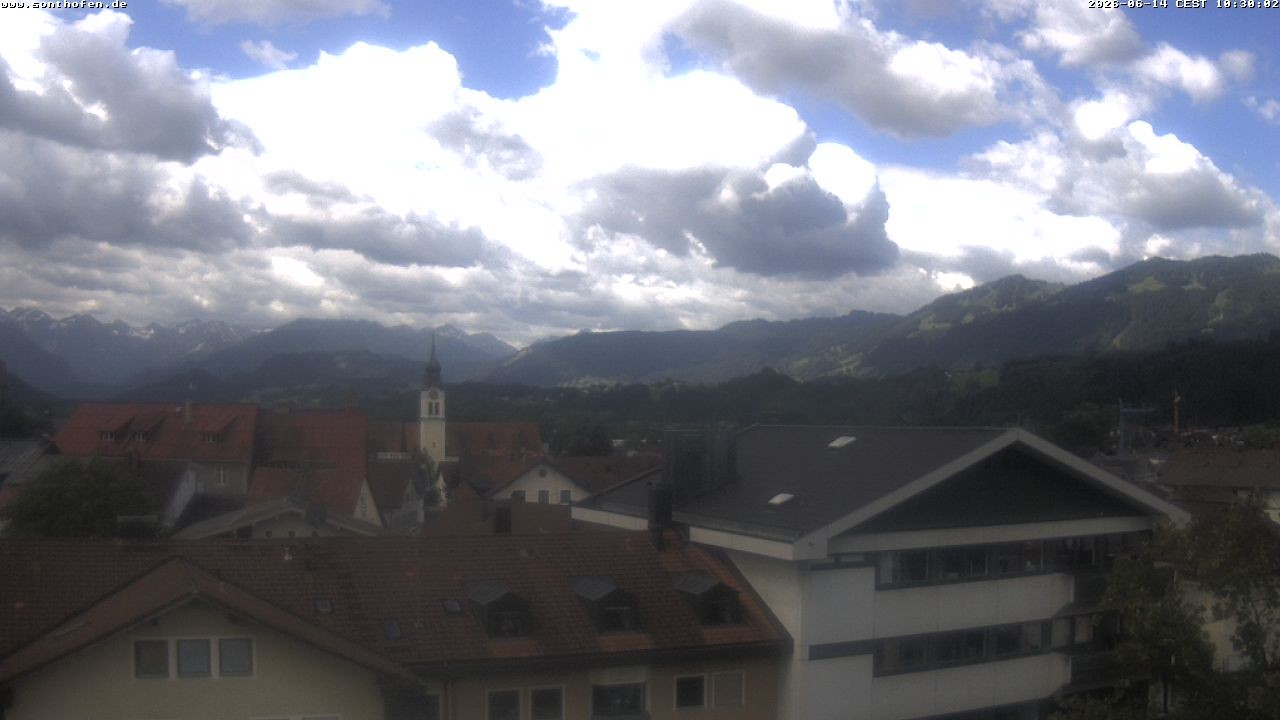 Archived image Webcam View from the town hall in Sonthofen