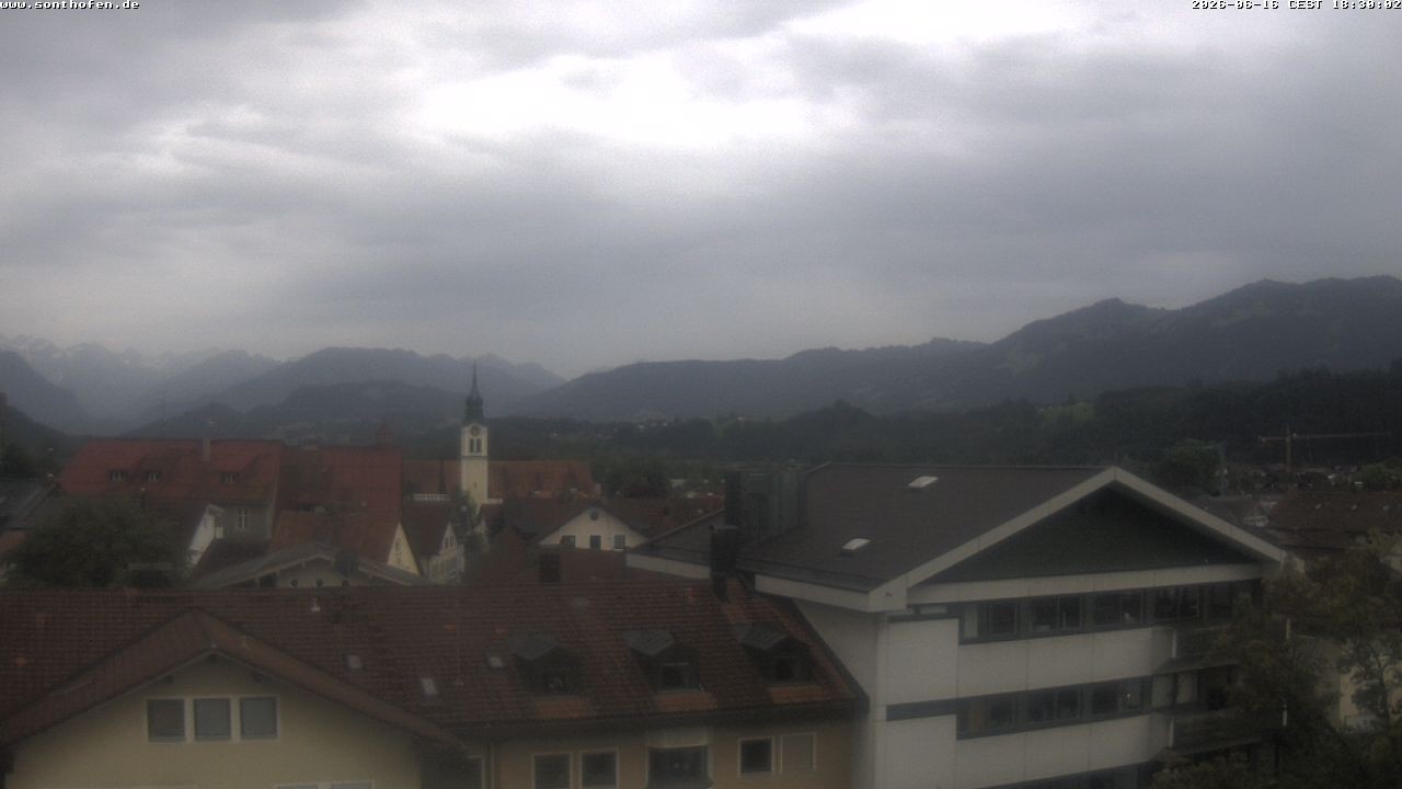 Archived image Webcam View from the town hall in Sonthofen
