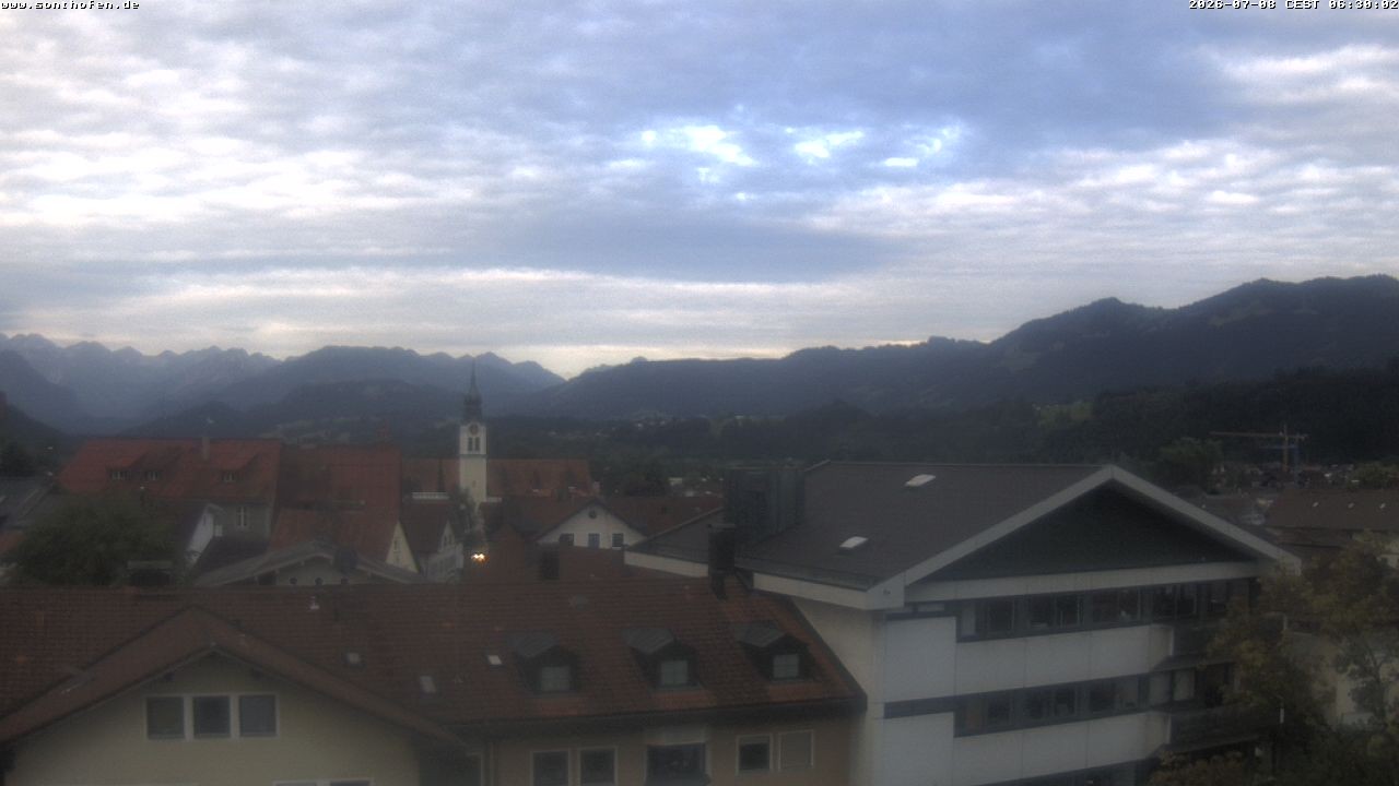 Archived image Webcam View from the town hall in Sonthofen