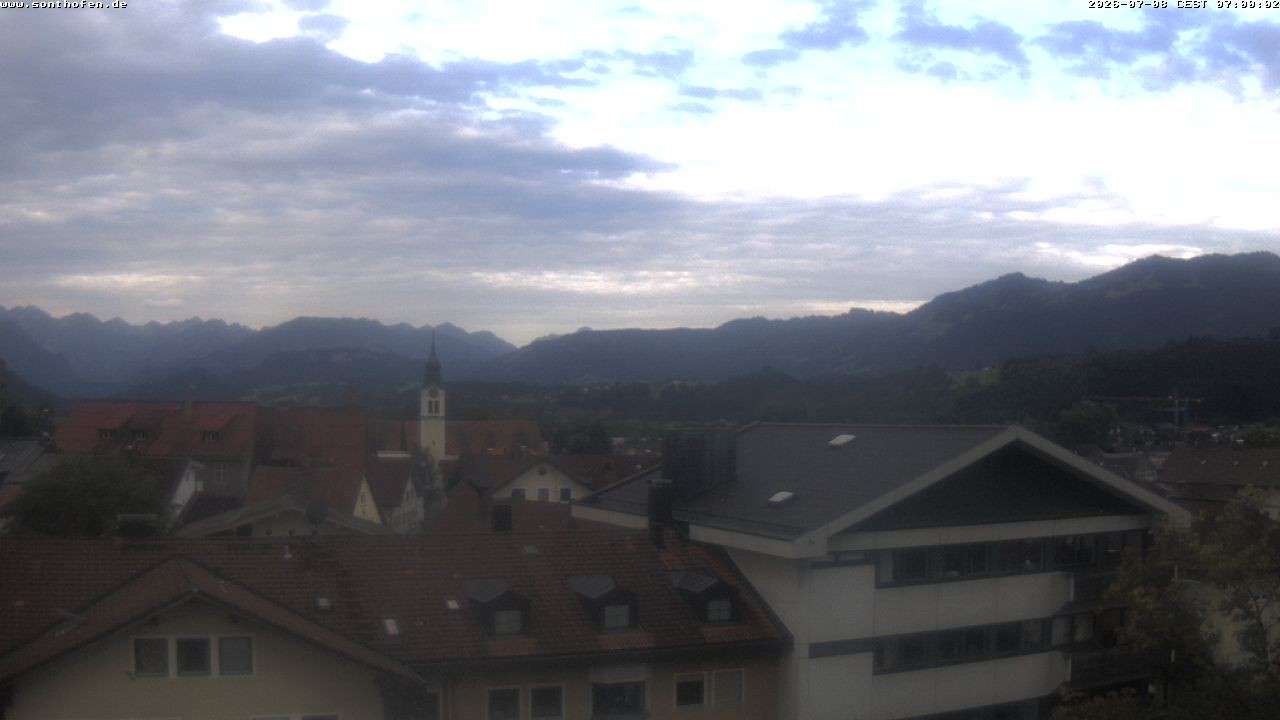 Archived image Webcam View from the town hall in Sonthofen