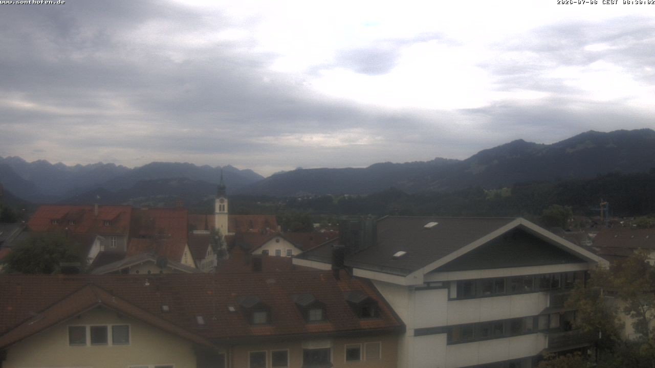 Archived image Webcam View from the town hall in Sonthofen