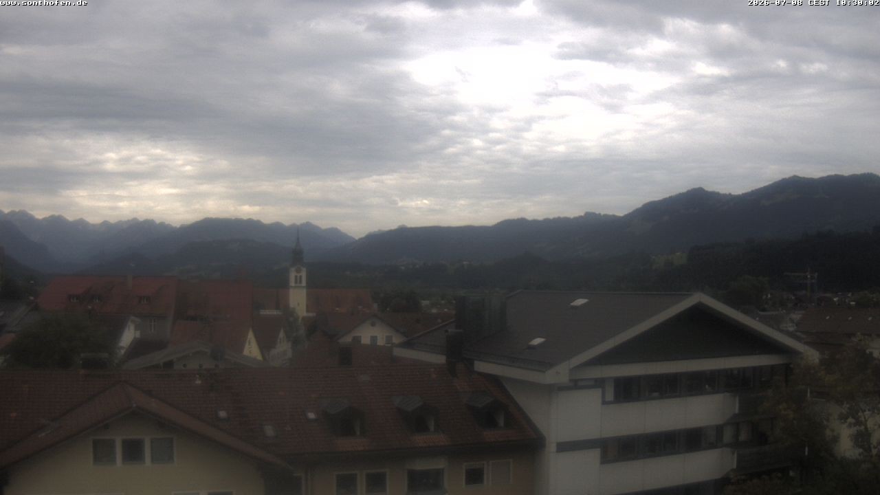 Archived image Webcam View from the town hall in Sonthofen