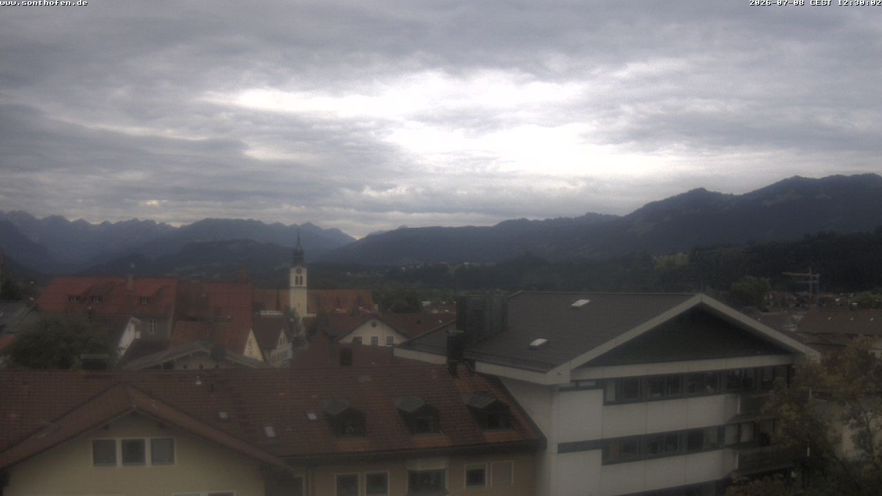 Archived image Webcam View from the town hall in Sonthofen