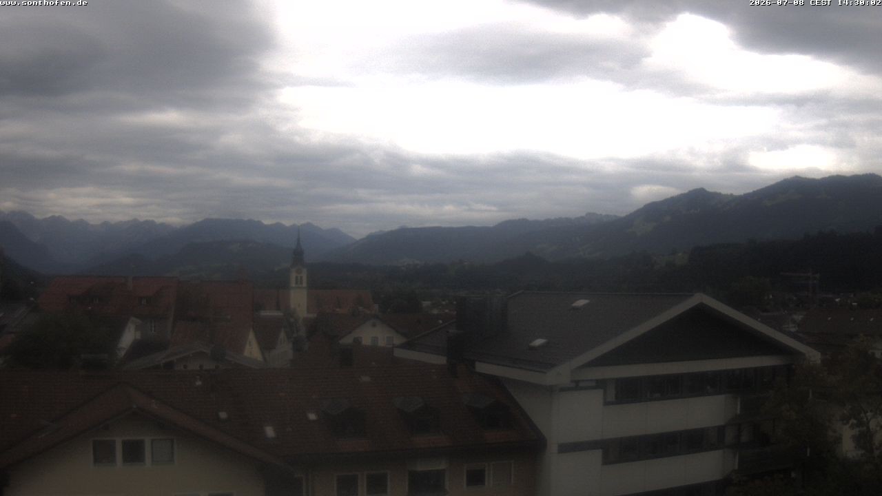 Archived image Webcam View from the town hall in Sonthofen