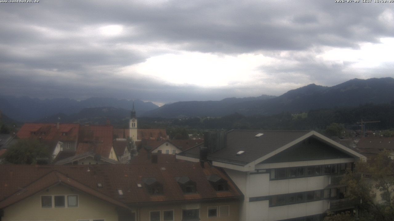Archived image Webcam View from the town hall in Sonthofen