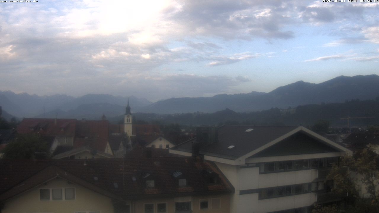 Archived image Webcam View from the town hall in Sonthofen