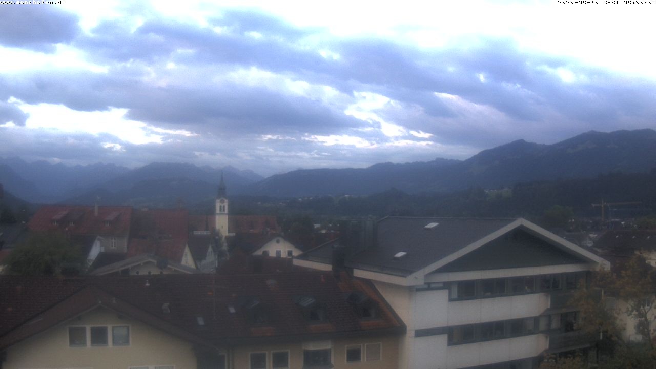 Archived image Webcam View from the town hall in Sonthofen