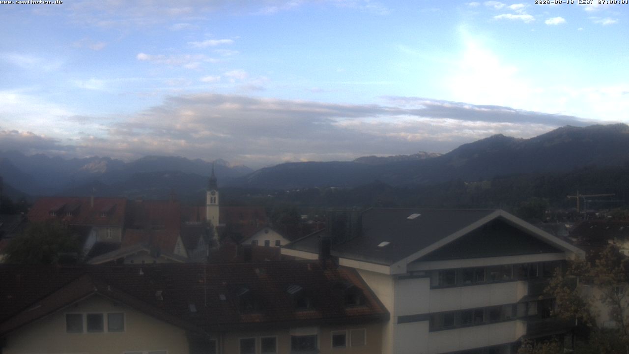 Archived image Webcam View from the town hall in Sonthofen
