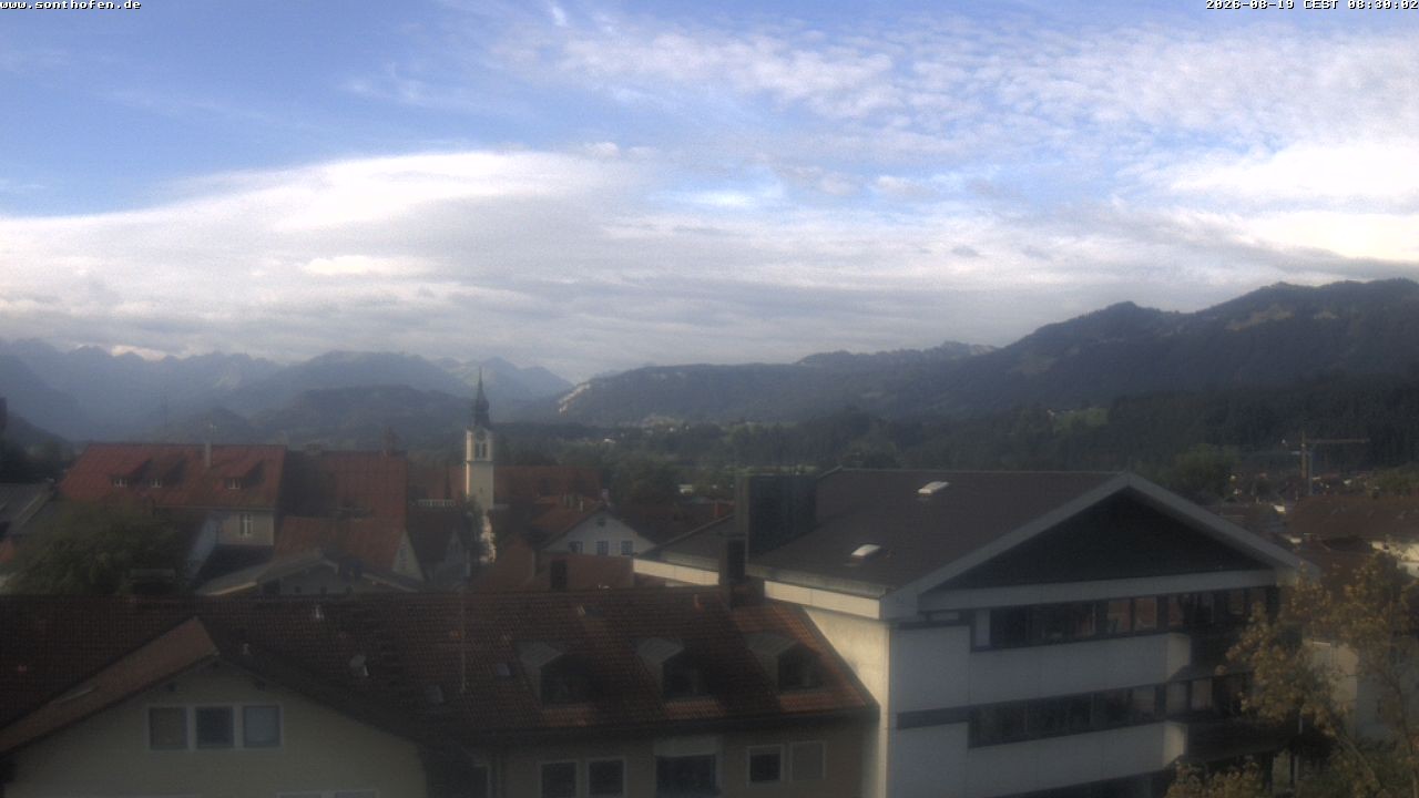 Archived image Webcam View from the town hall in Sonthofen