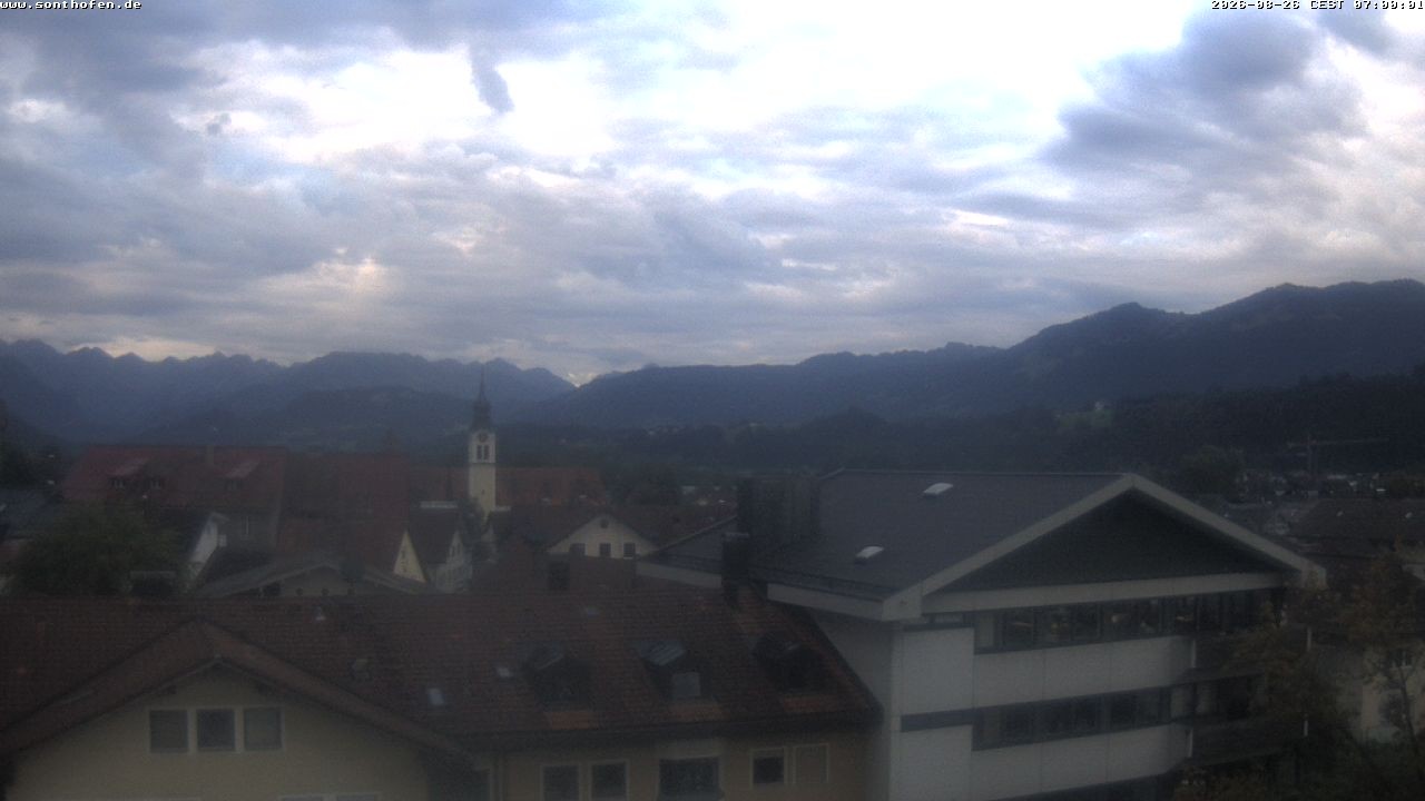 Archived image Webcam View from the town hall in Sonthofen