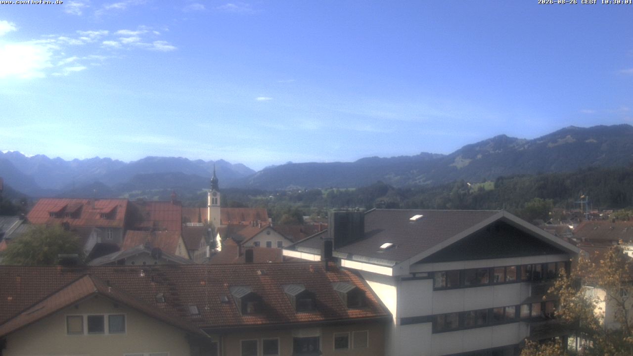 Archived image Webcam View from the town hall in Sonthofen