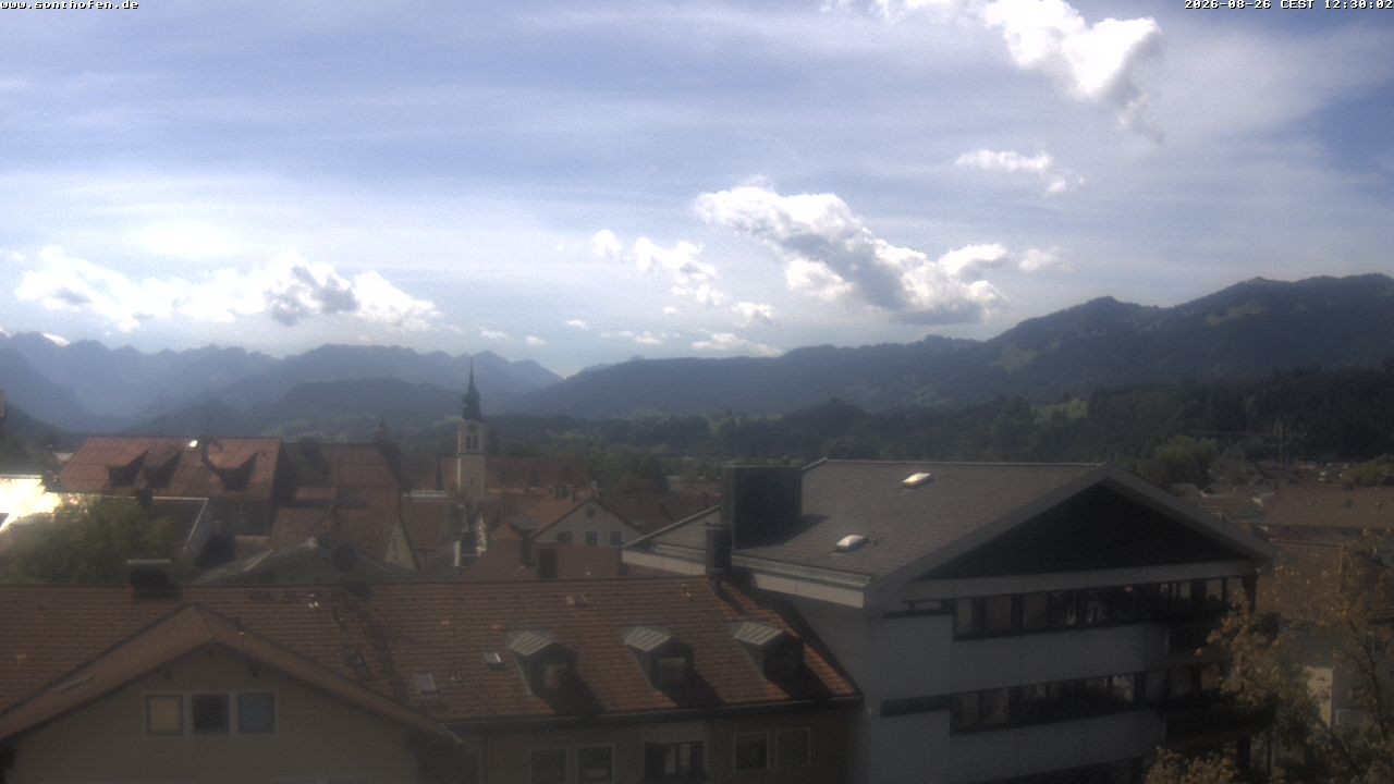 Archived image Webcam View from the town hall in Sonthofen