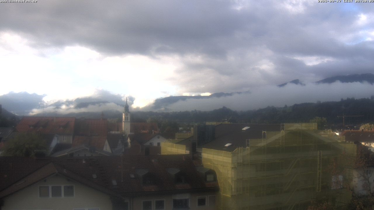 Archived image Webcam View from the town hall in Sonthofen