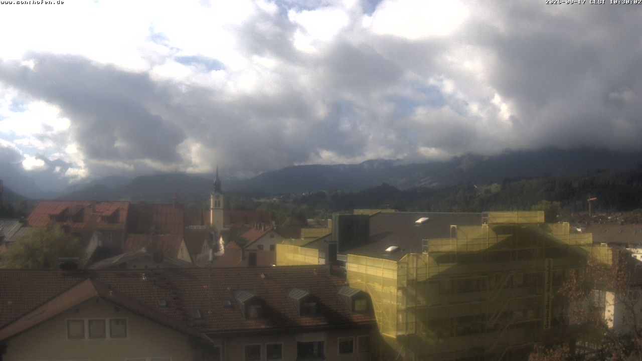 Archived image Webcam View from the town hall in Sonthofen