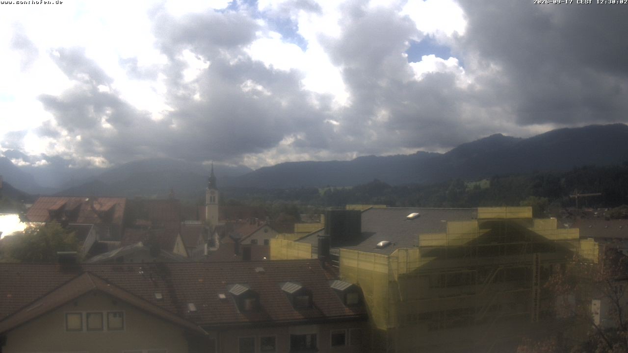 Archived image Webcam View from the town hall in Sonthofen