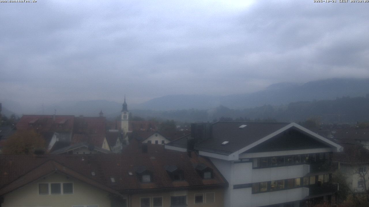 Archived image Webcam View from the town hall in Sonthofen