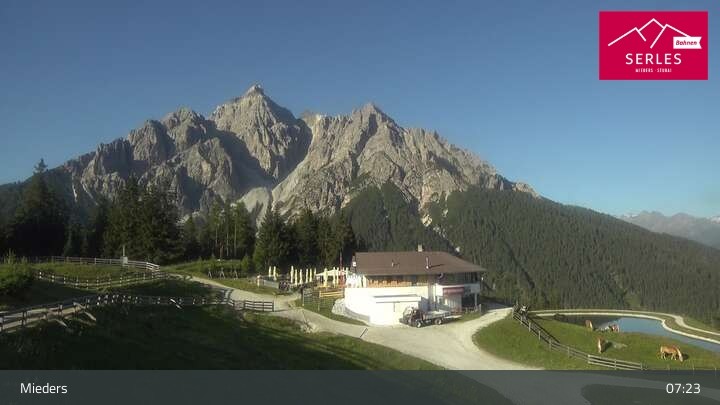 Archived image Webcam Mieders - panoramic view of mountain station Koppeneck