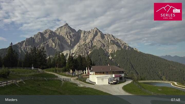 Archived image Webcam Mieders - panoramic view of mountain station Koppeneck