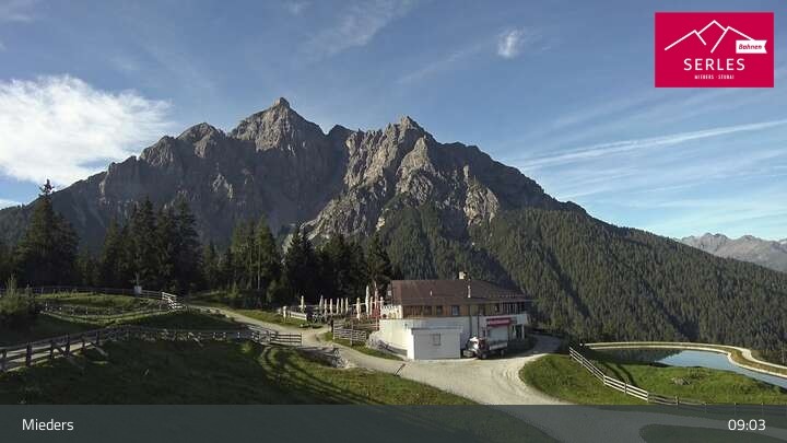 Archived image Webcam Mieders - panoramic view of mountain station Koppeneck
