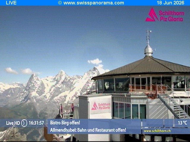 Archived image Webcam Schilthorn (2.970 m)
