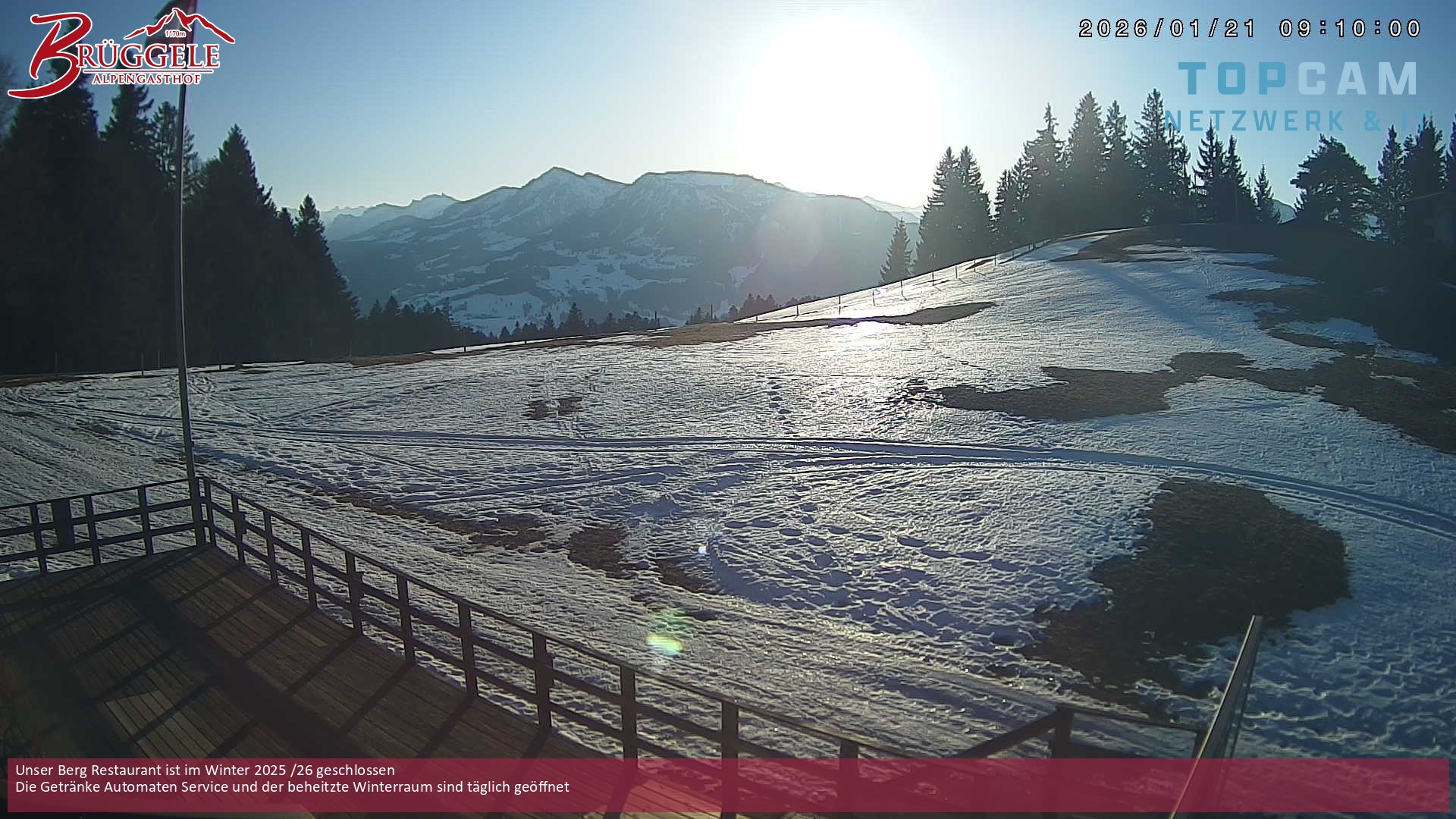 Archived image Webcam Alberschwende, mountain restaurant Brueggele