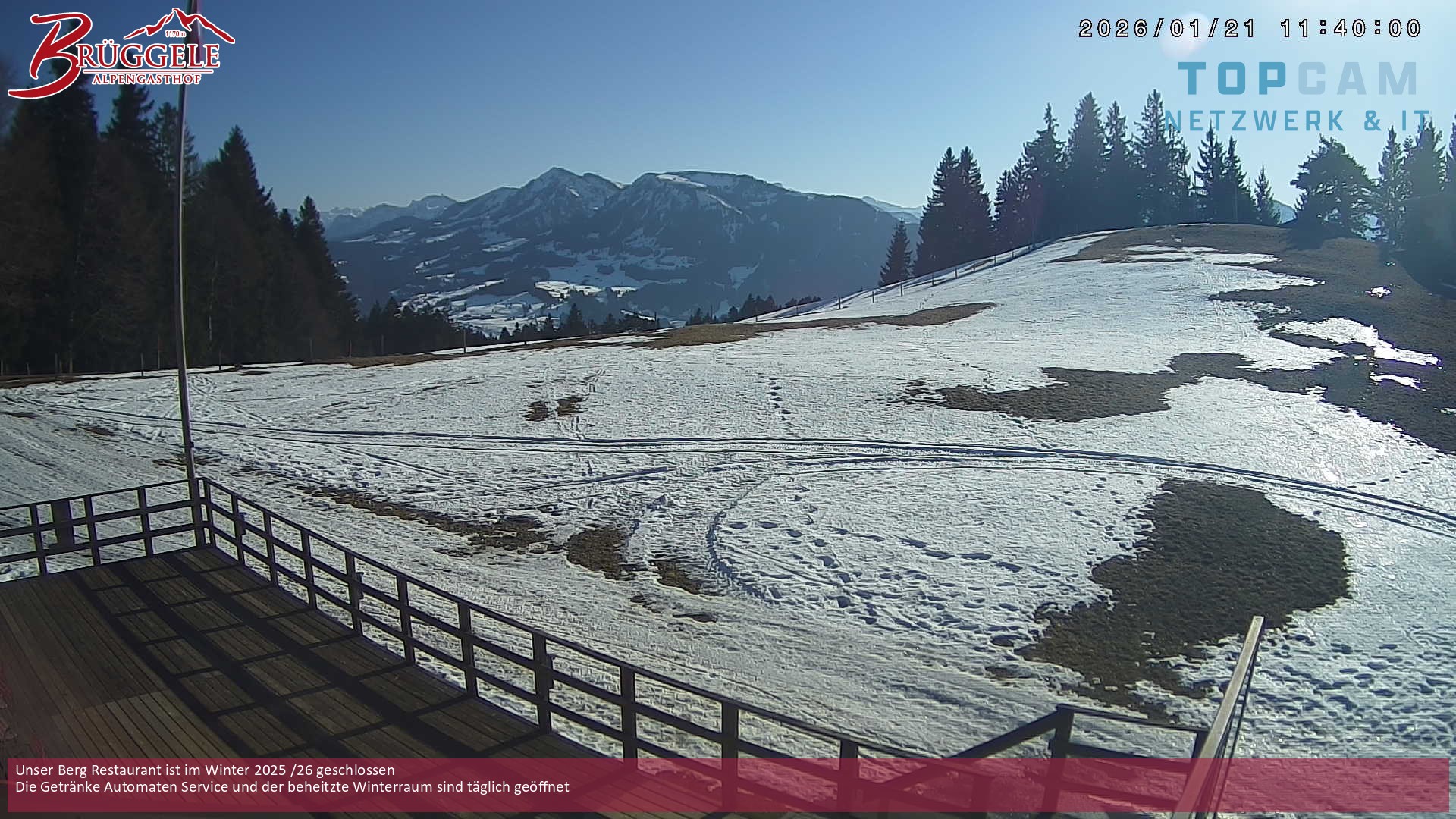 Archived image Webcam Alberschwende, mountain restaurant Brueggele