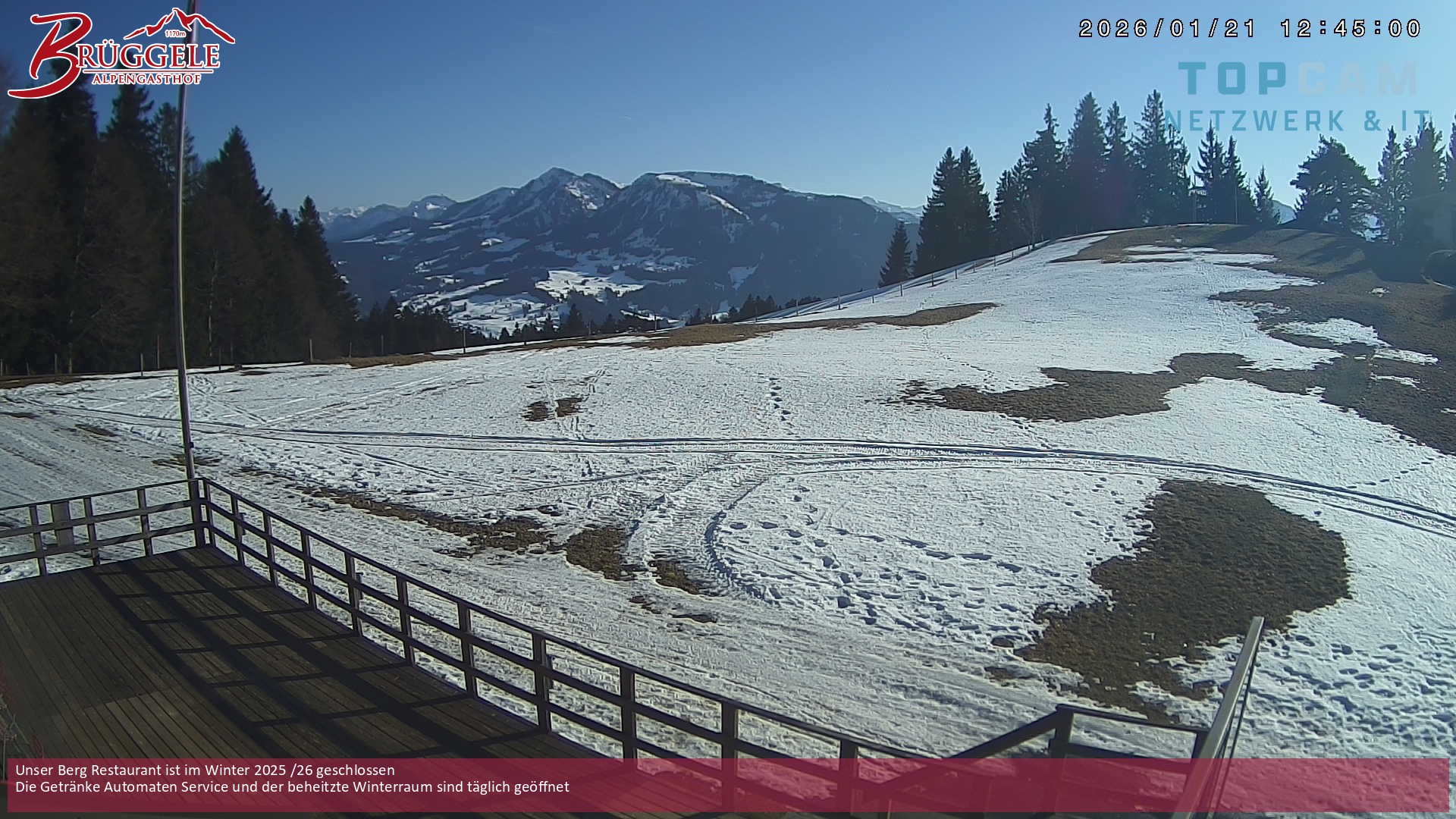 Archived image Webcam Alberschwende, mountain restaurant Brueggele