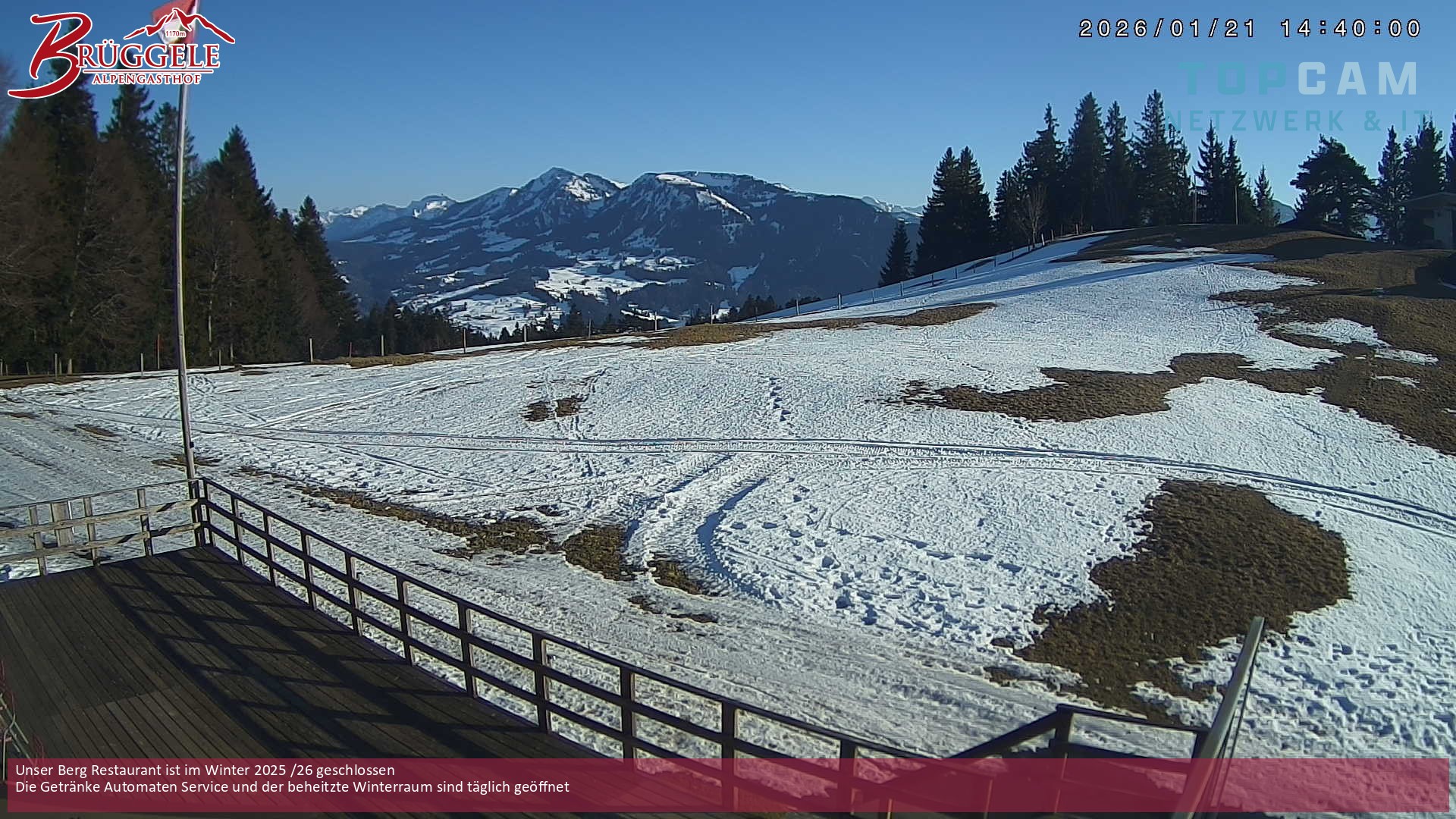 Archived image Webcam Alberschwende, mountain restaurant Brueggele