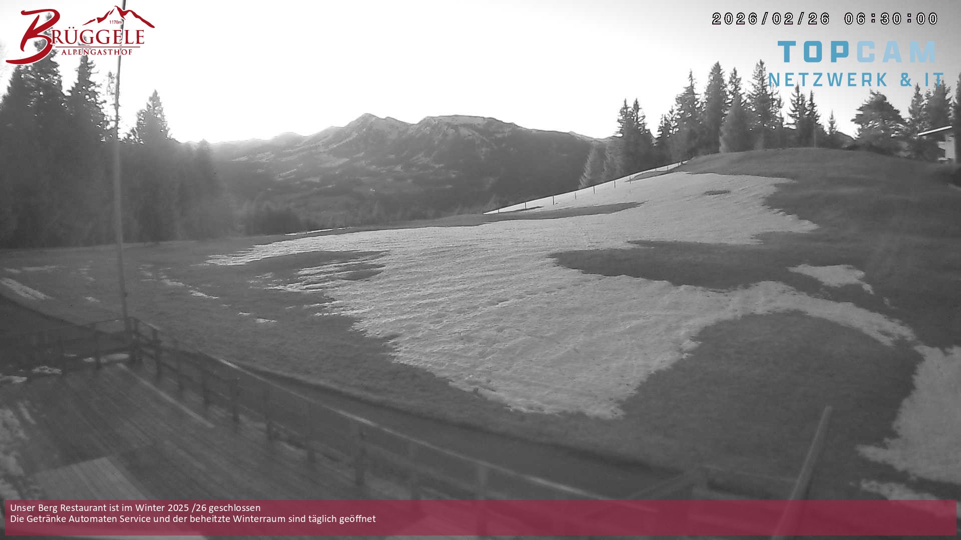 Archived image Webcam Alberschwende, mountain restaurant Brueggele