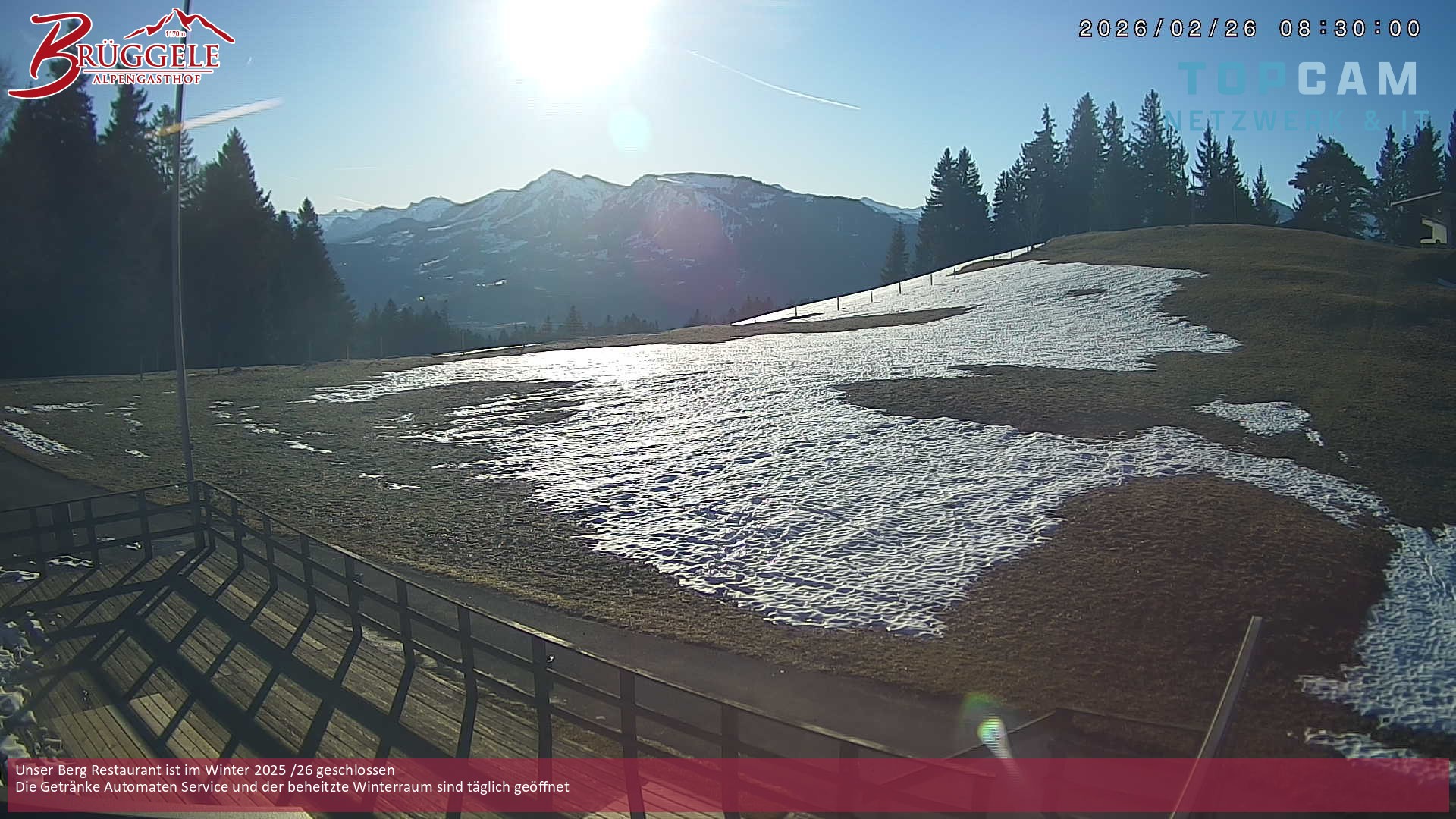 Archived image Webcam Alberschwende, mountain restaurant Brueggele