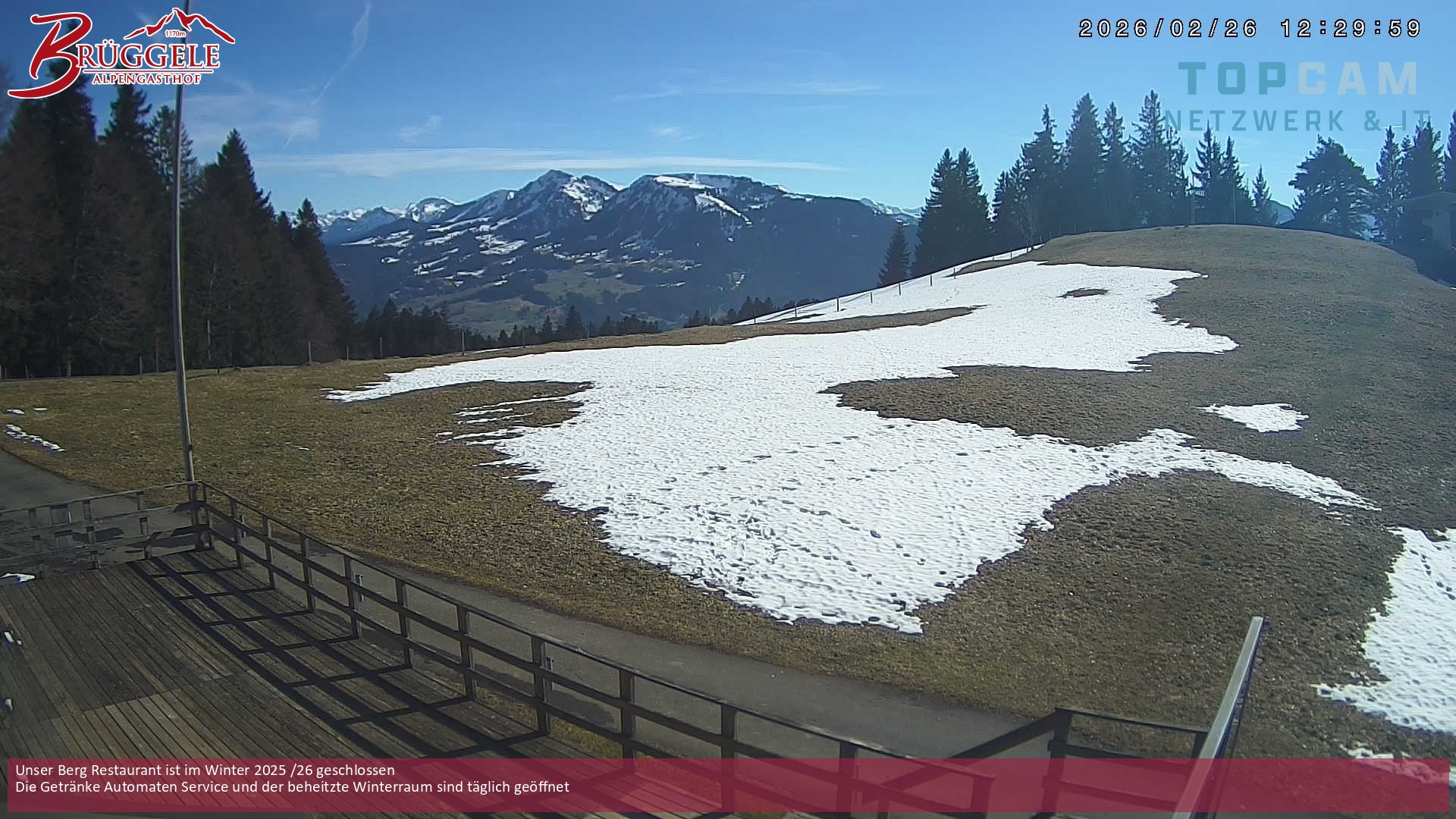 Archived image Webcam Alberschwende, mountain restaurant Brueggele