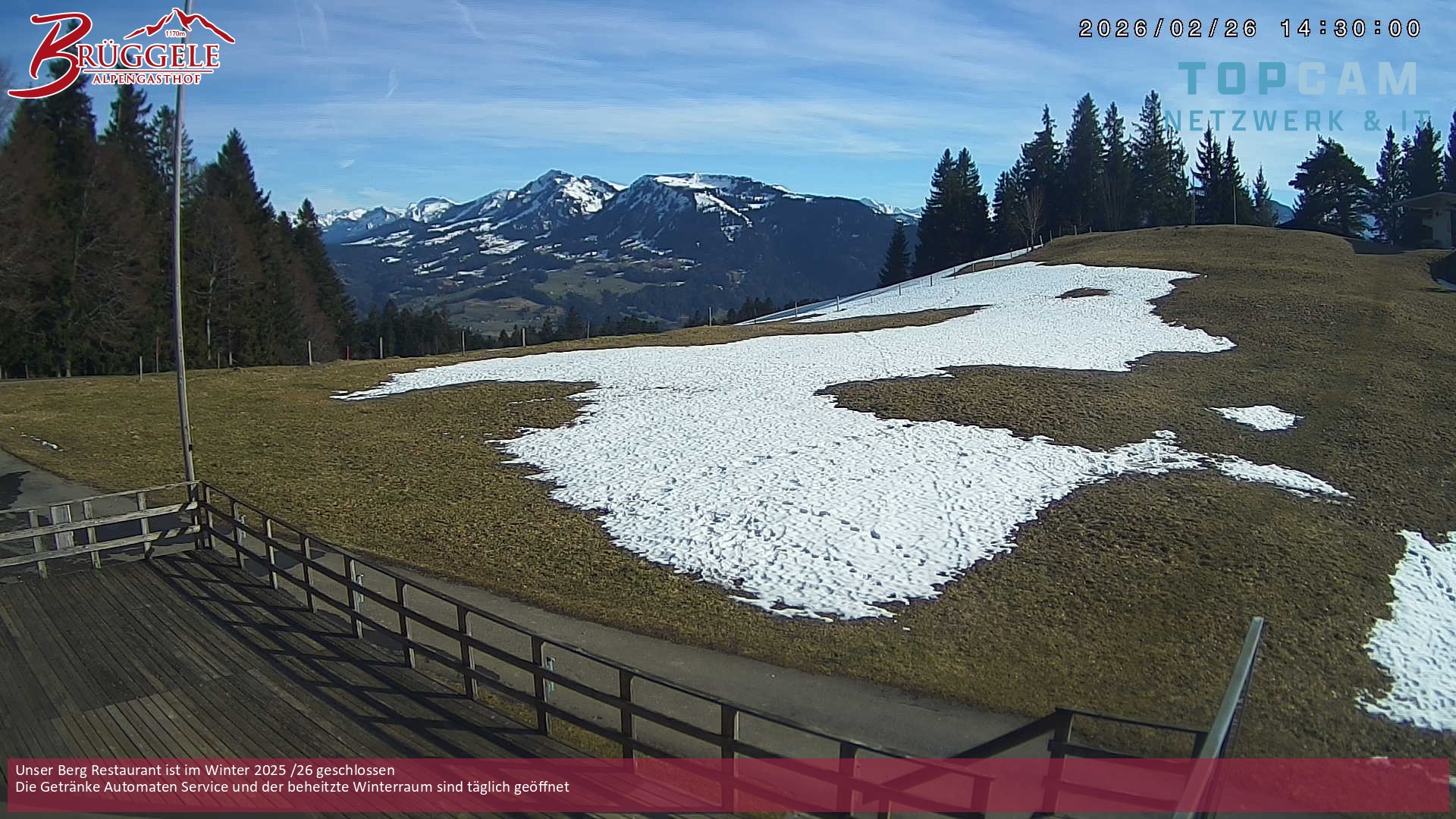 Archived image Webcam Alberschwende, mountain restaurant Brueggele