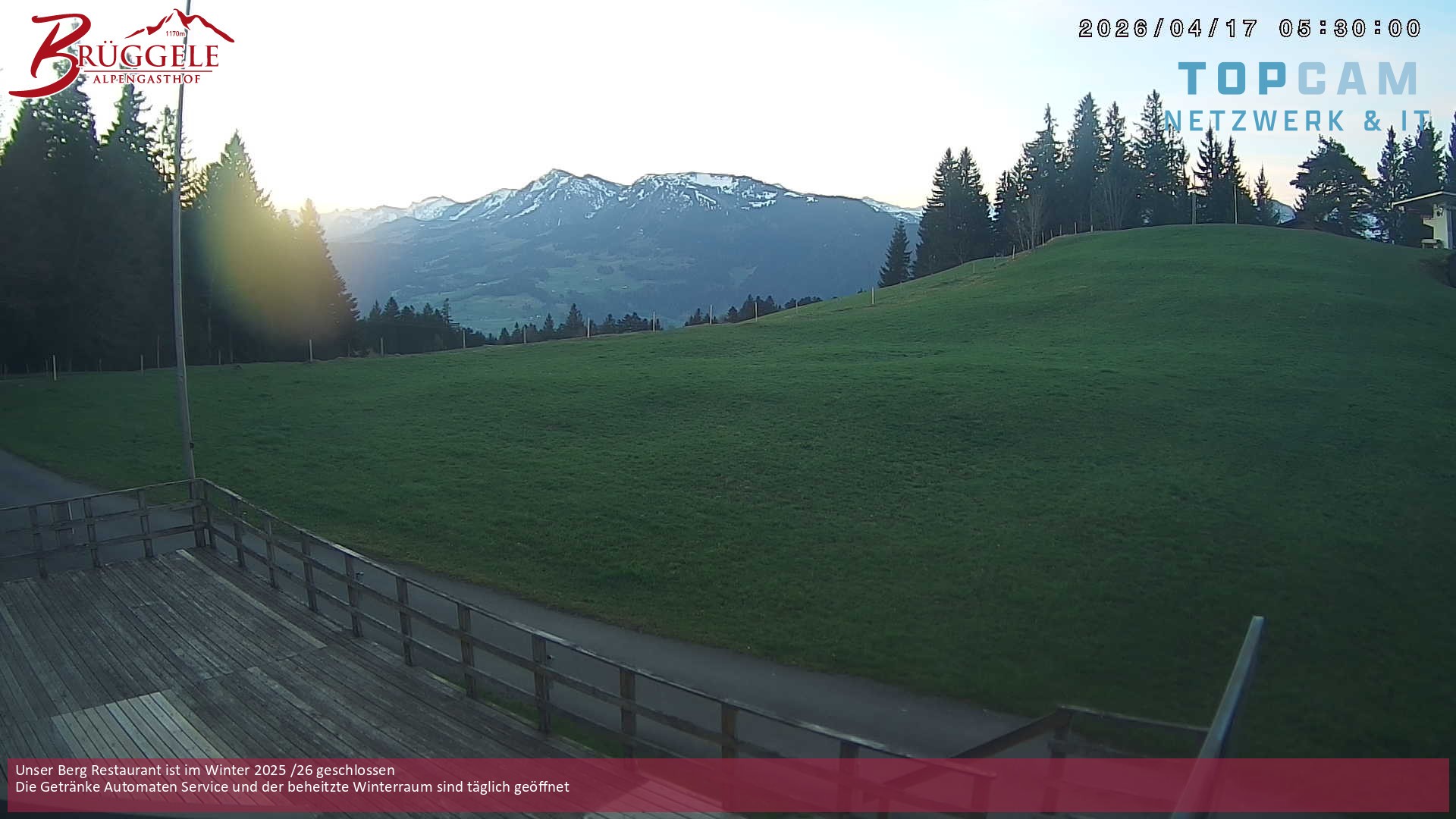 Archived image Webcam Alberschwende, mountain restaurant Brueggele